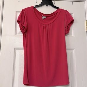 Worthington Pink Ruched Cap Sleeve Top